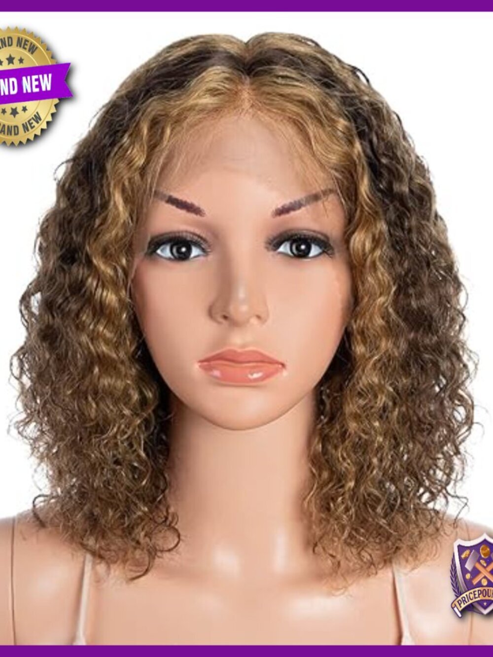 Short Curly Human Hair Wig HD Lace Front Pre Plucked T-Part Deep Wave
